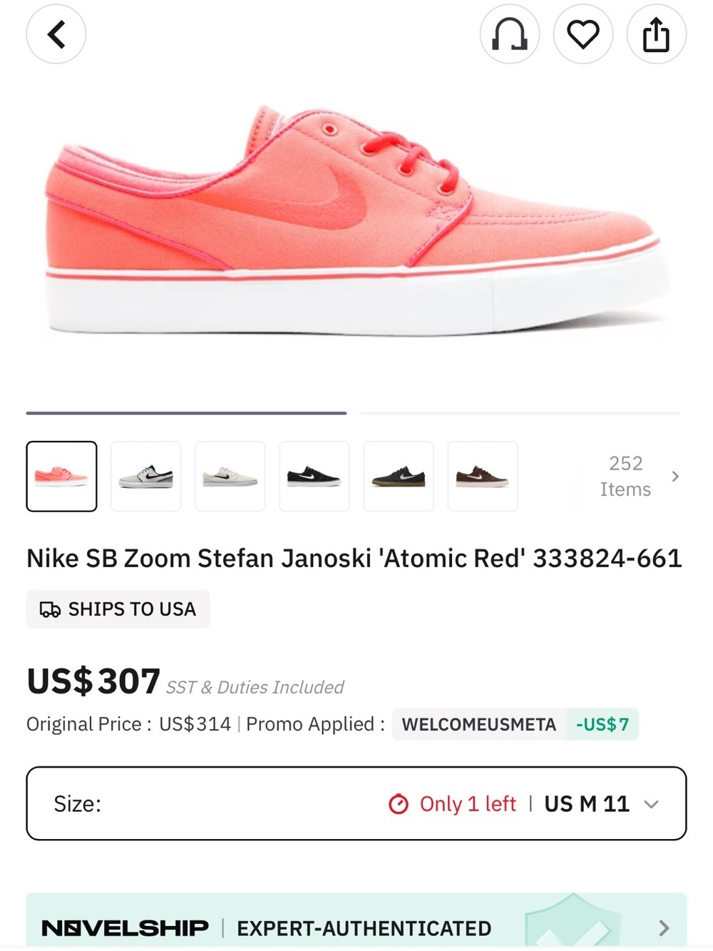 Nike SB Zoom Stefan Janoski atomic red/hotpink Canvas Shoes Men’s 8.5 333824-661
